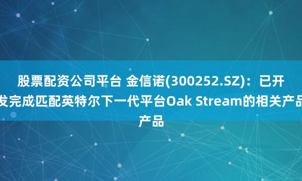 股票配资公司平台 金信诺(300252.SZ)：已开发完成匹配英特尔下一代平台Oak Stream的相关产品